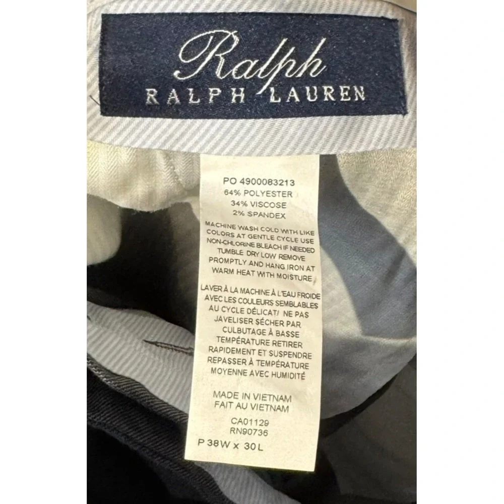 Ralph Lauren Mens Dress Pants Comfort Flex Shirt Gripper Pleated‎ Size 38X30 NWT